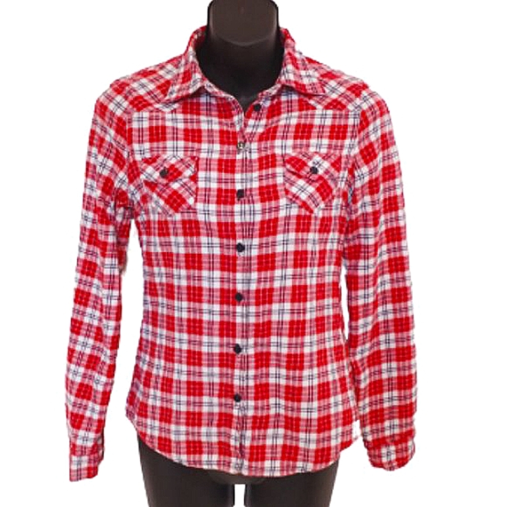 Urban Behavior Fitted Tab Sleeve Checkered Flannel Shirt- Sz. Sm